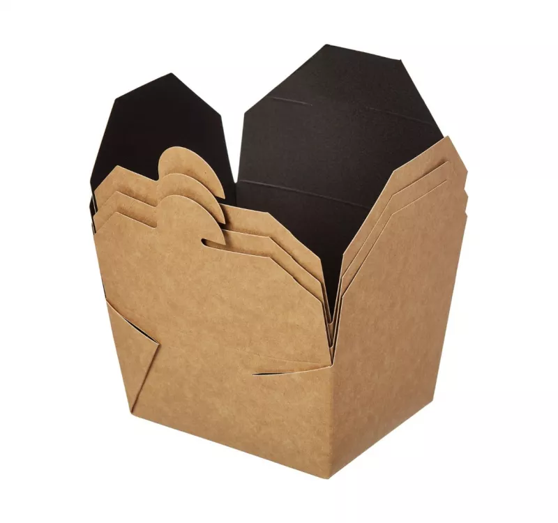 Контейнер бумажный Fold Box, черный/крафт, 600 мл	  - 3