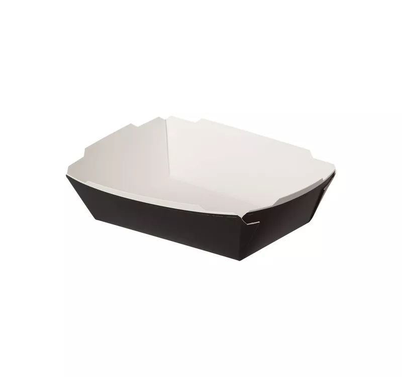 Контейнер бумажный Crystal Box с плоской крышкой, черный/белый, 500 мл  - 3