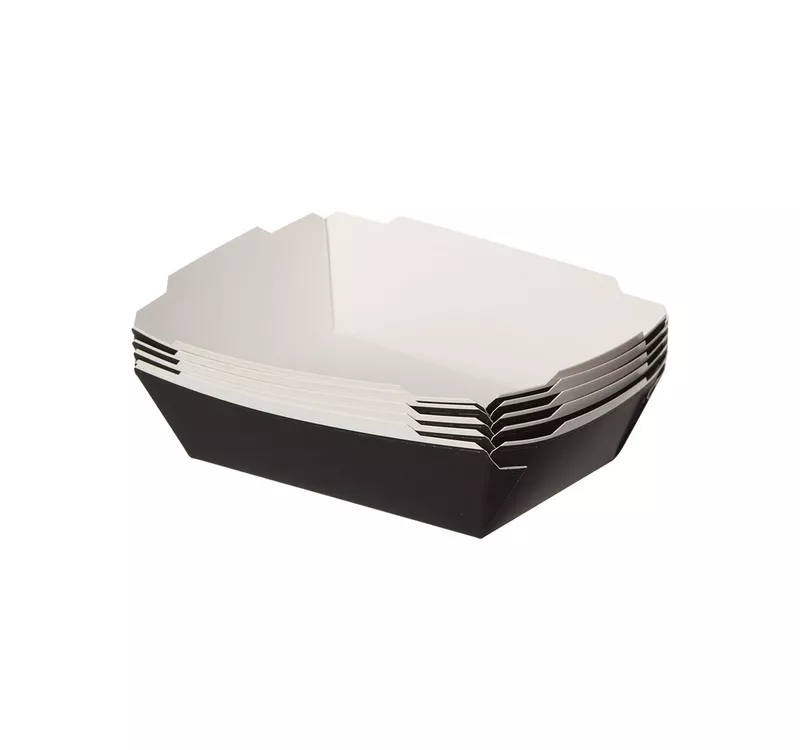 Контейнер бумажный Crystal Box с плоской крышкой, черный/белый, 500 мл  - 6