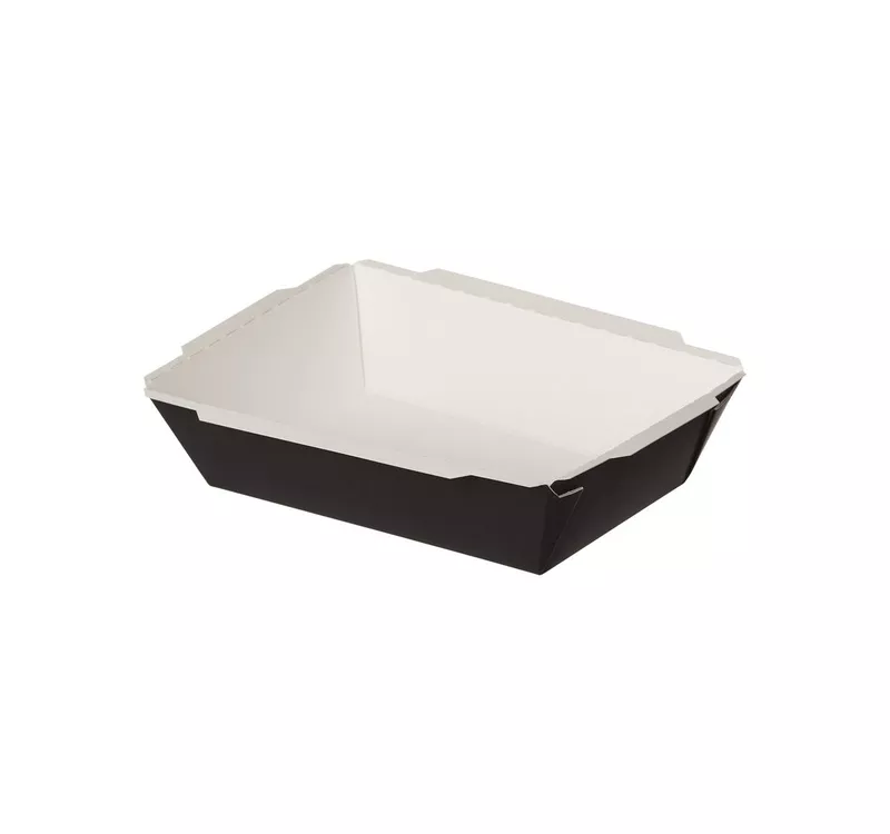 Контейнер бумажный Crystal Box с плоской крышкой, черный/белый, 500 мл  - 5