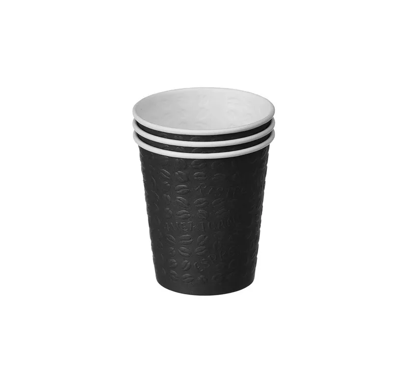 Стакан бумажный однослойный для горячего с конгревом Coffee Touch, черный, 250мл - 2