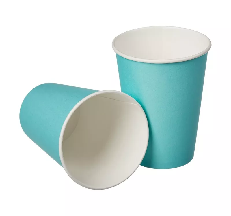 Single Wall Hot Paper Cup, Turquoise, 300 ml - 2