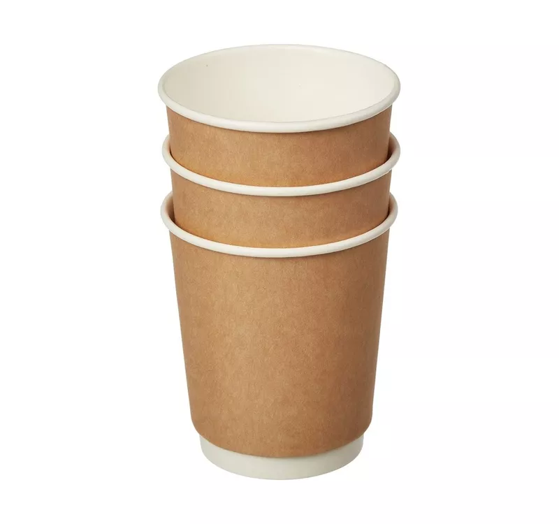Double Wall Hot Paper Cup, Kraft/White, 250 ml - 3