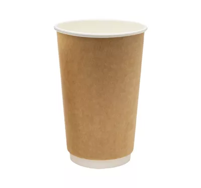Double Wall Hot Paper Cup, Kraft/White, 400 ml