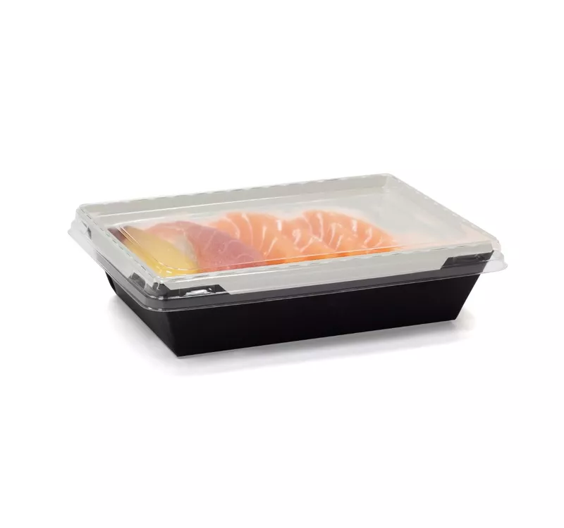 Black/White Paper Food Box With Flat Lid 