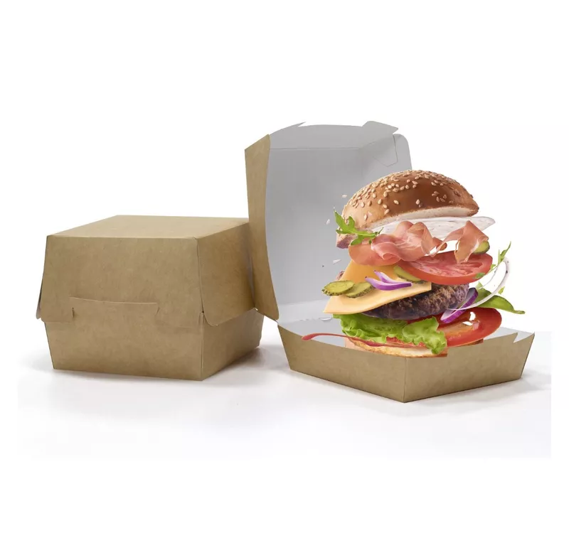Kraft Paper Burger Box | Clamshell Box, 500 ml - 2