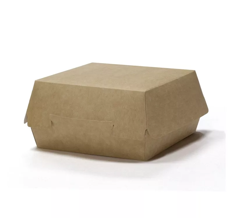 Kraft Paper Burger Box | Clamshell Box, 500 ml