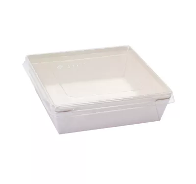 Контейнер бумажный Crystal Box с плоской крышкой, белый, 900 мл 