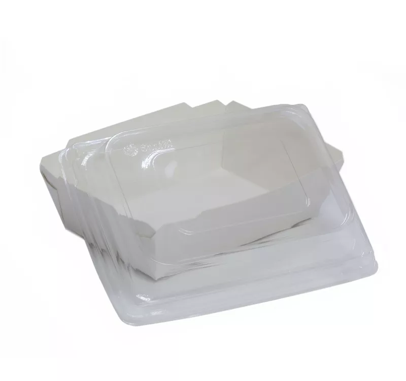 Контейнер бумажный Crystal Box с купольной крышкой, белый, 500 мл  - 2