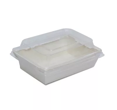 Контейнер бумажный Crystal Box с купольной крышкой, белый, 500 мл 