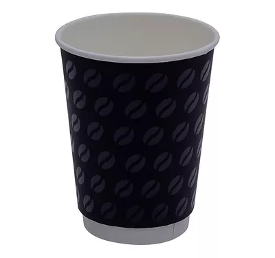 Double Wall Hot Paper Cup, Soft touch Corn  black, 300 ml