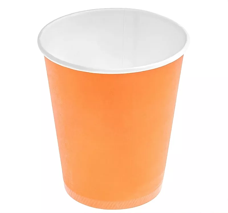 Single Wall Hot Paper Cup, Orange, 250 ml