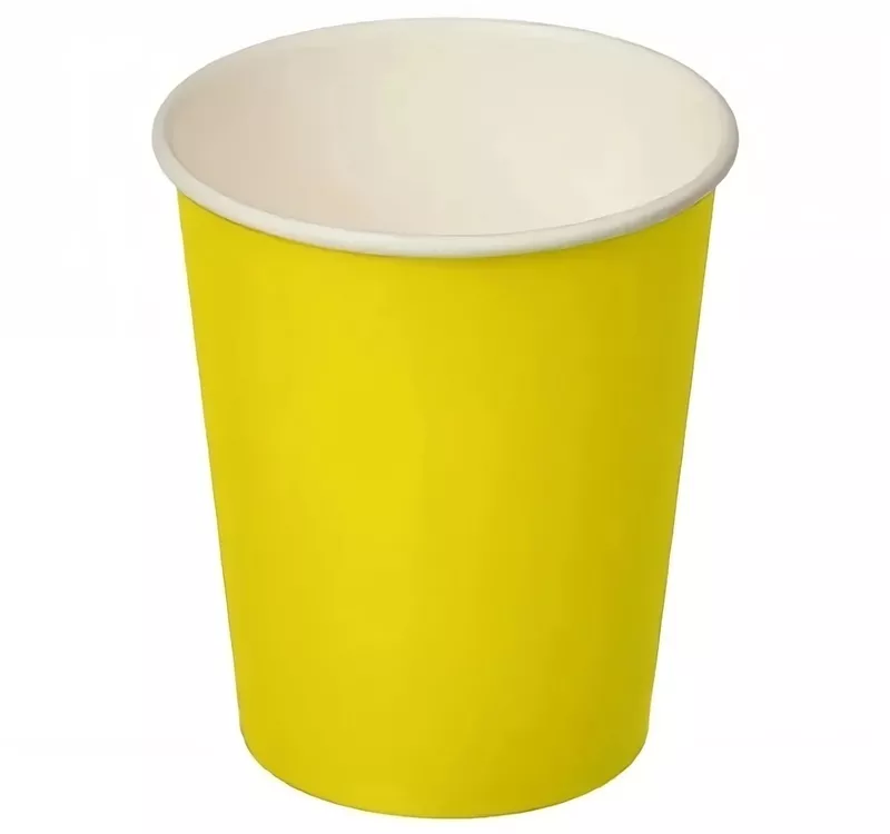 Single Wall Hot Paper Cup, Yellow, 250 ml