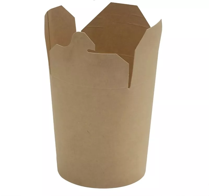 Round Double Kraft Paper Noodle Box, 500 ml