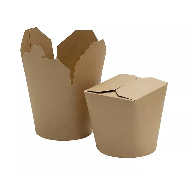 Round Double Kraft Paper Noodle Box, 700 ml