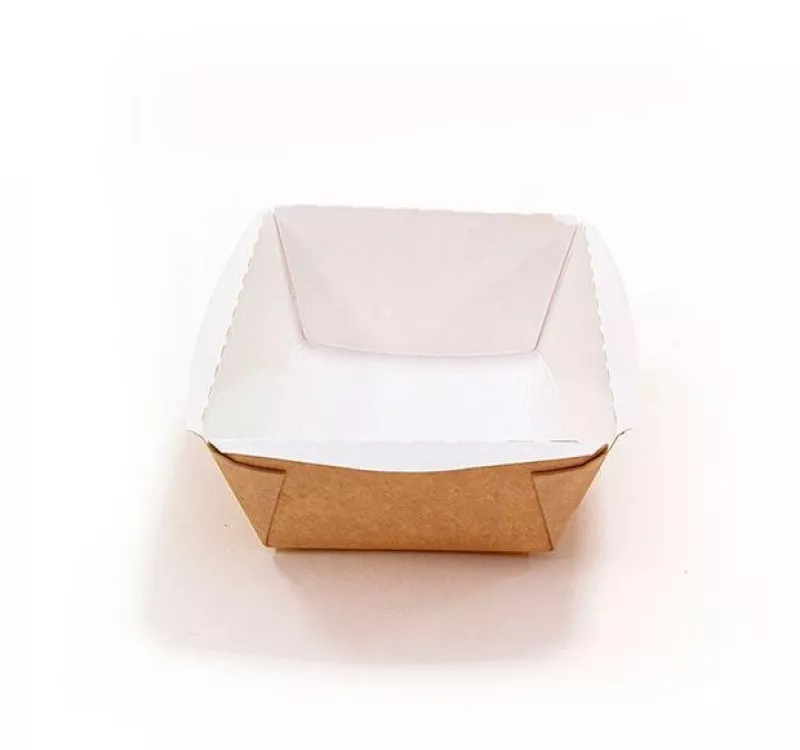 Контейнер бумажный Crystal Box с плоской крышкой, крафт, 400 мл  - 3