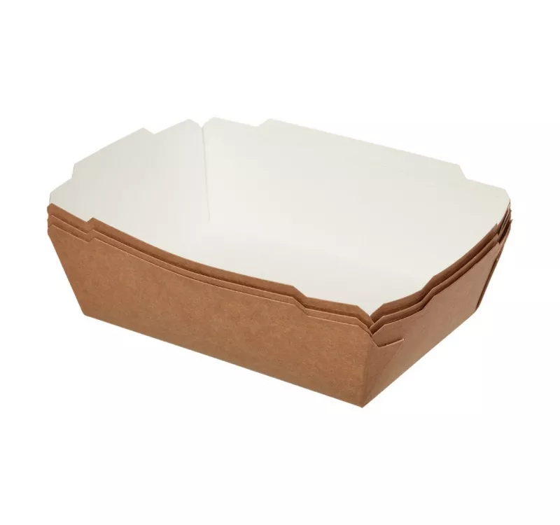 Контейнер бумажный Crystal Box с плоской крышкой, прямым дном, крафт, 500 мл - 4