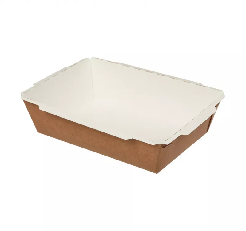 Контейнер бумажный Crystal Box с плоской крышкой, прямым дном, крафт, 500 мл - 3