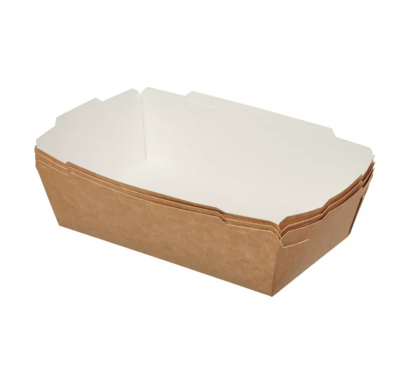 Контейнер бумажный Crystal Box с плоской крышкой, прямым дном, крафт, 800 мл - 4