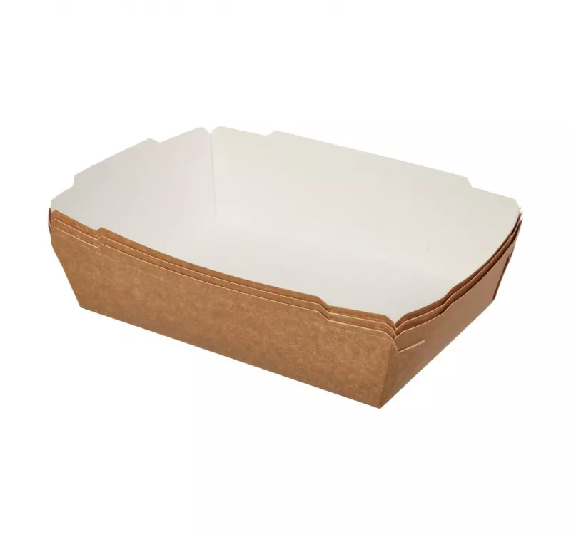 Контейнер бумажный Crystal Box с плоской крышкой, прямым дном, крафт, 1000 мл - 4