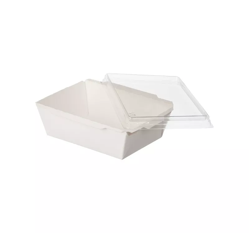 Контейнер бумажный Crystal Box с плоской крышкой, белый, 400 мл  - 2