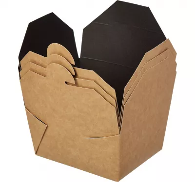 Черный бумажный контейнер с клапанами 600 мл Fold Box